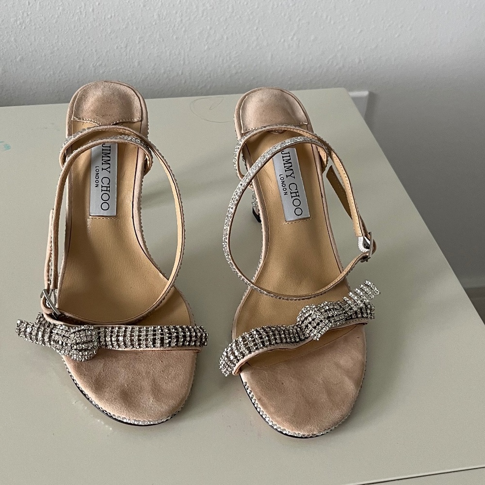 Thyra 100 jewel-embellished suede heeled sandals